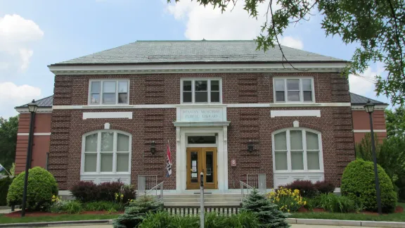 Beaman Memorial Public Library, a brick Georgian Revival library, West Boylston, Massachusetts